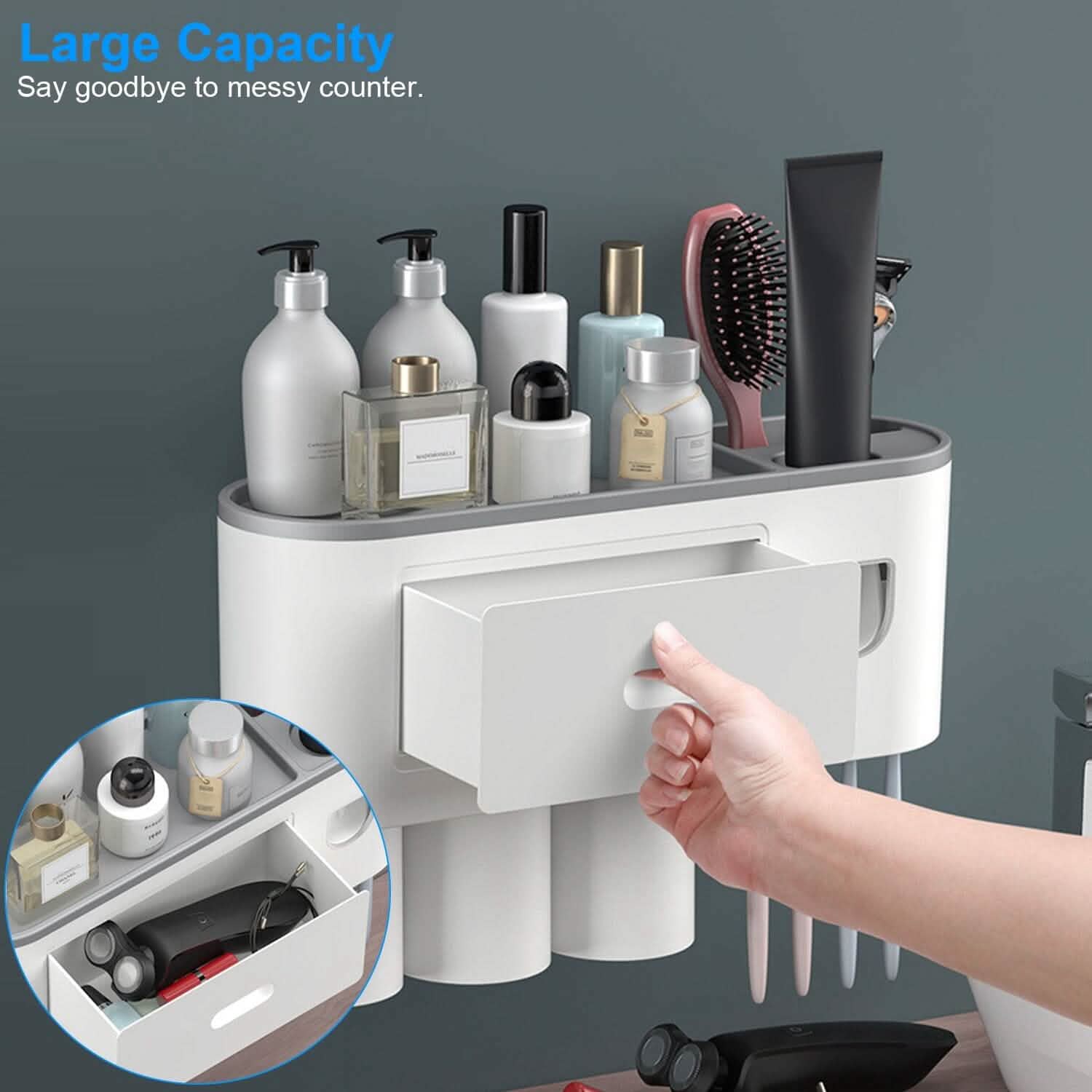 Multifunctional Wall Mount Toothbrush Holder Rack Organizer by DailySale