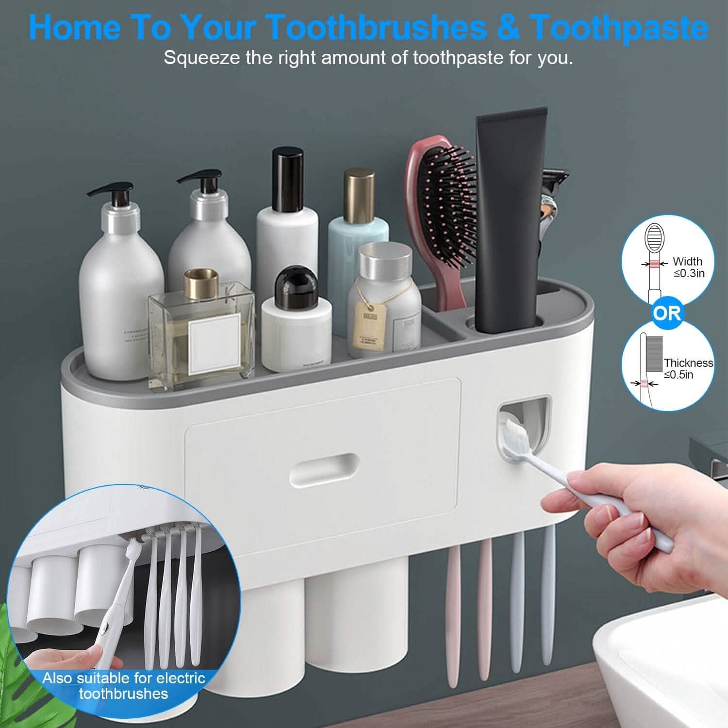 Multifunctional Wall Mount Toothbrush Holder Rack Organizer by DailySale