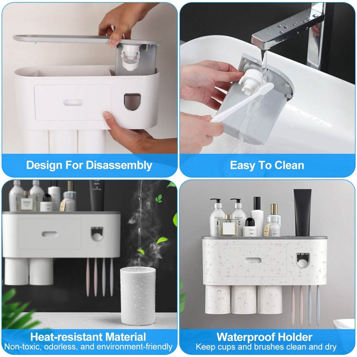 Multifunctional Wall Mount Toothbrush Holder Rack Organizer by DailySale