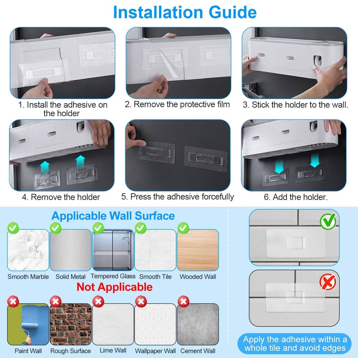 Multifunctional Wall Mount Toothbrush Holder Rack Organizer by DailySale