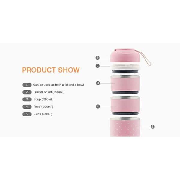 Multilayer Cute Thermal Lunch Box Stainless Steel Food Container by DailySale