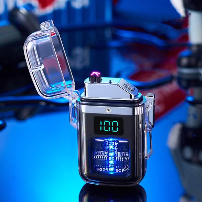 New Pulse Plasma Double Arc Lighter Type-C Rechargeable Transparent Shell by DailySale