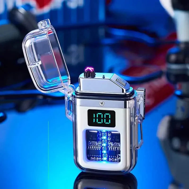 New Pulse Plasma Double Arc Lighter Type-C Rechargeable Transparent Shell by DailySale