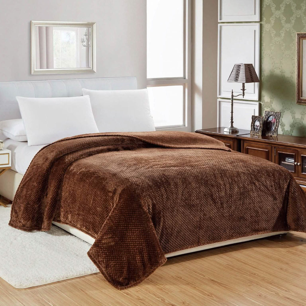 Noble House Solid Color Popcorn Microfiber Blanket