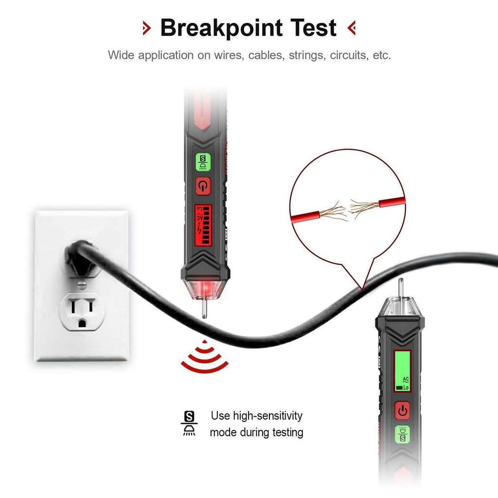 Non-Contact Voltage Tester with Dual Range AC 12V-1000V/48V-1000V by DailySale