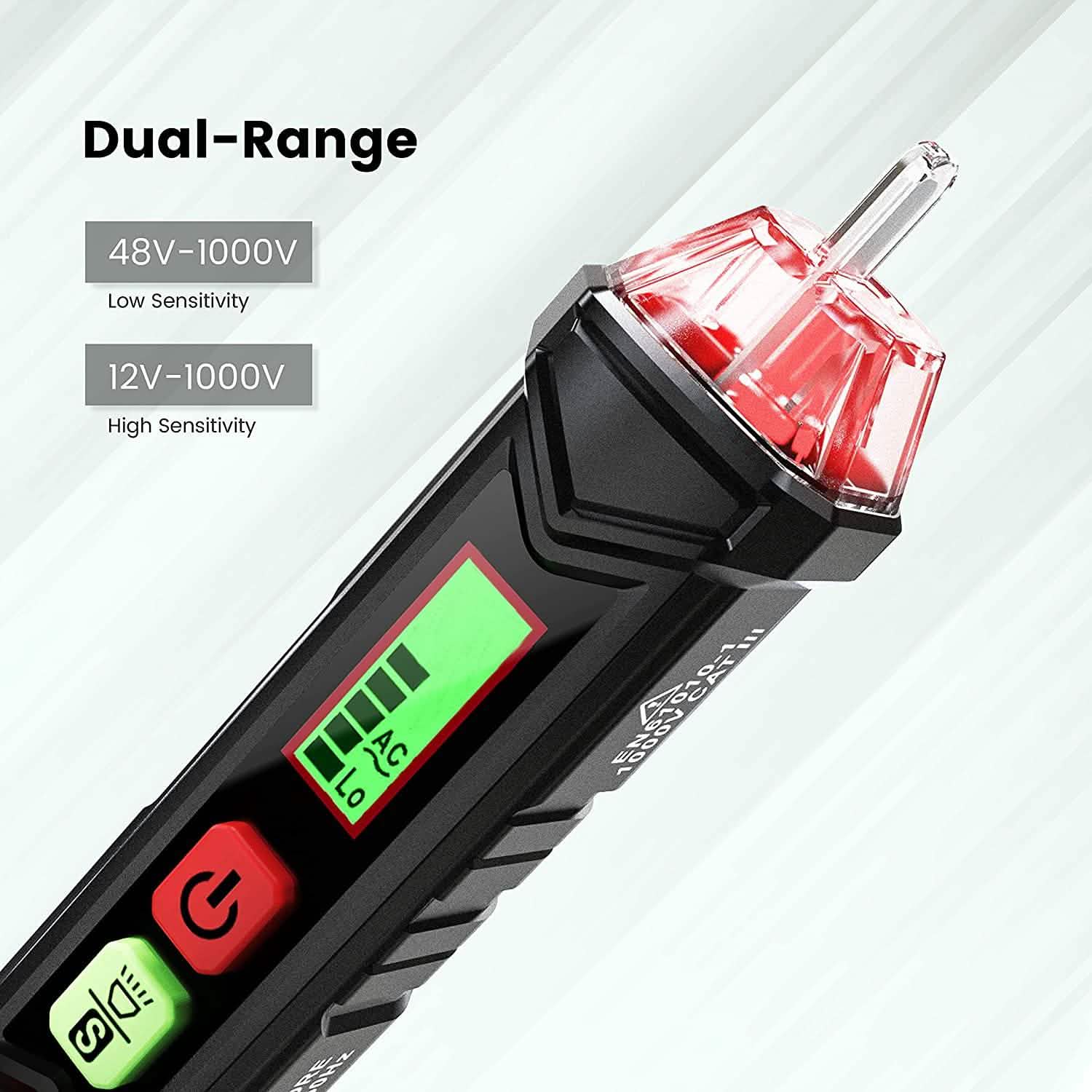 Non-Contact Voltage Tester with Dual Range AC 12V-1000V/48V-1000V by DailySale