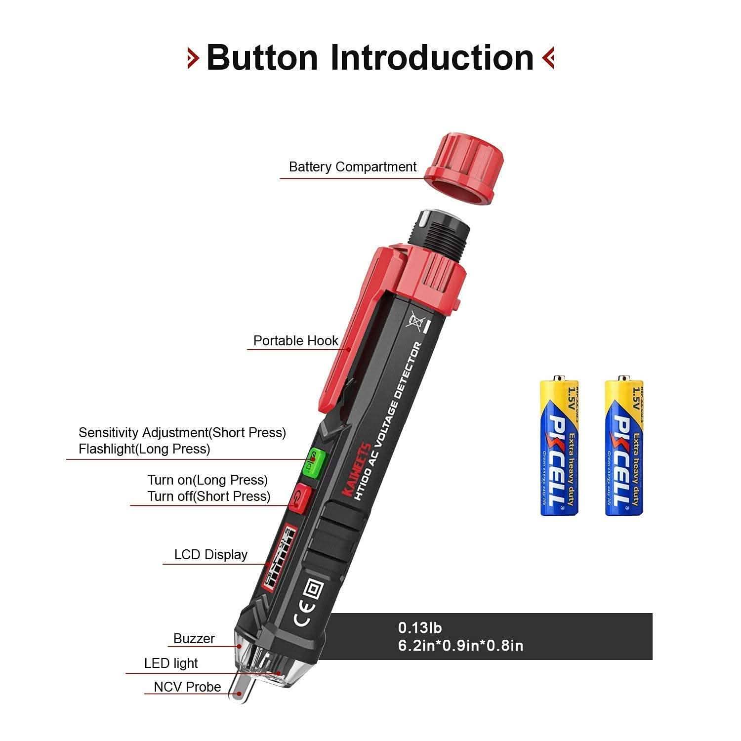 Non-Contact Voltage Tester with Dual Range AC 12V-1000V/48V-1000V by DailySale
