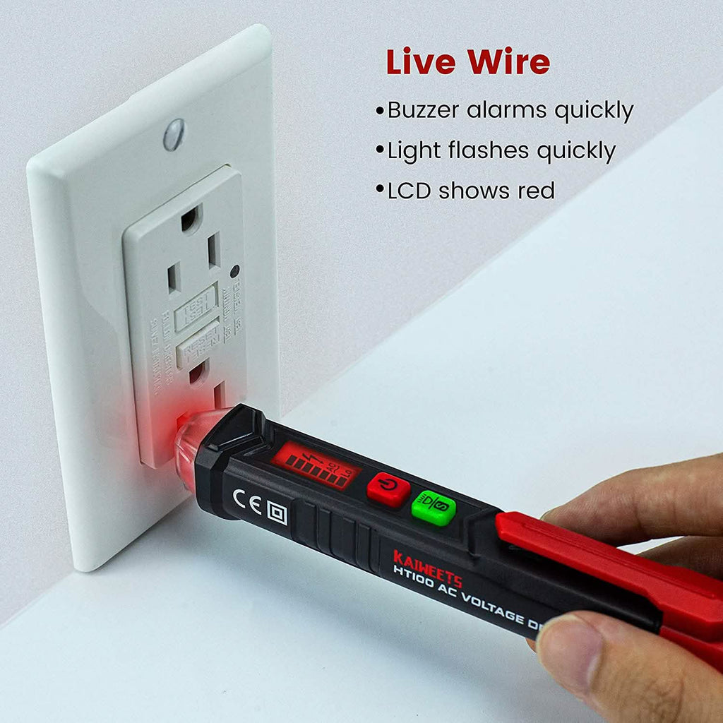 Non-Contact Voltage Tester with Dual Range AC 12V-1000V/48V-1000V by DailySale