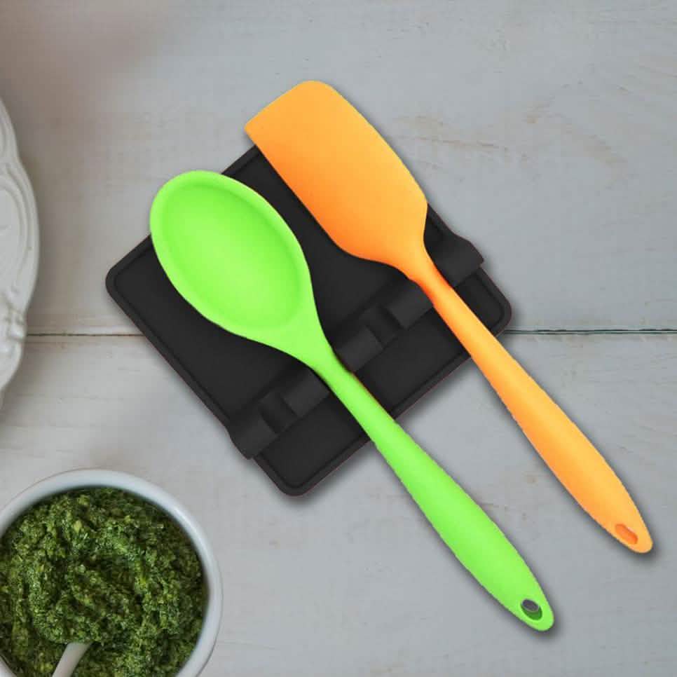 Non-Slip Heat Resistant Silicone Multiple Utensil Rest with Drip Pad by DailySale
