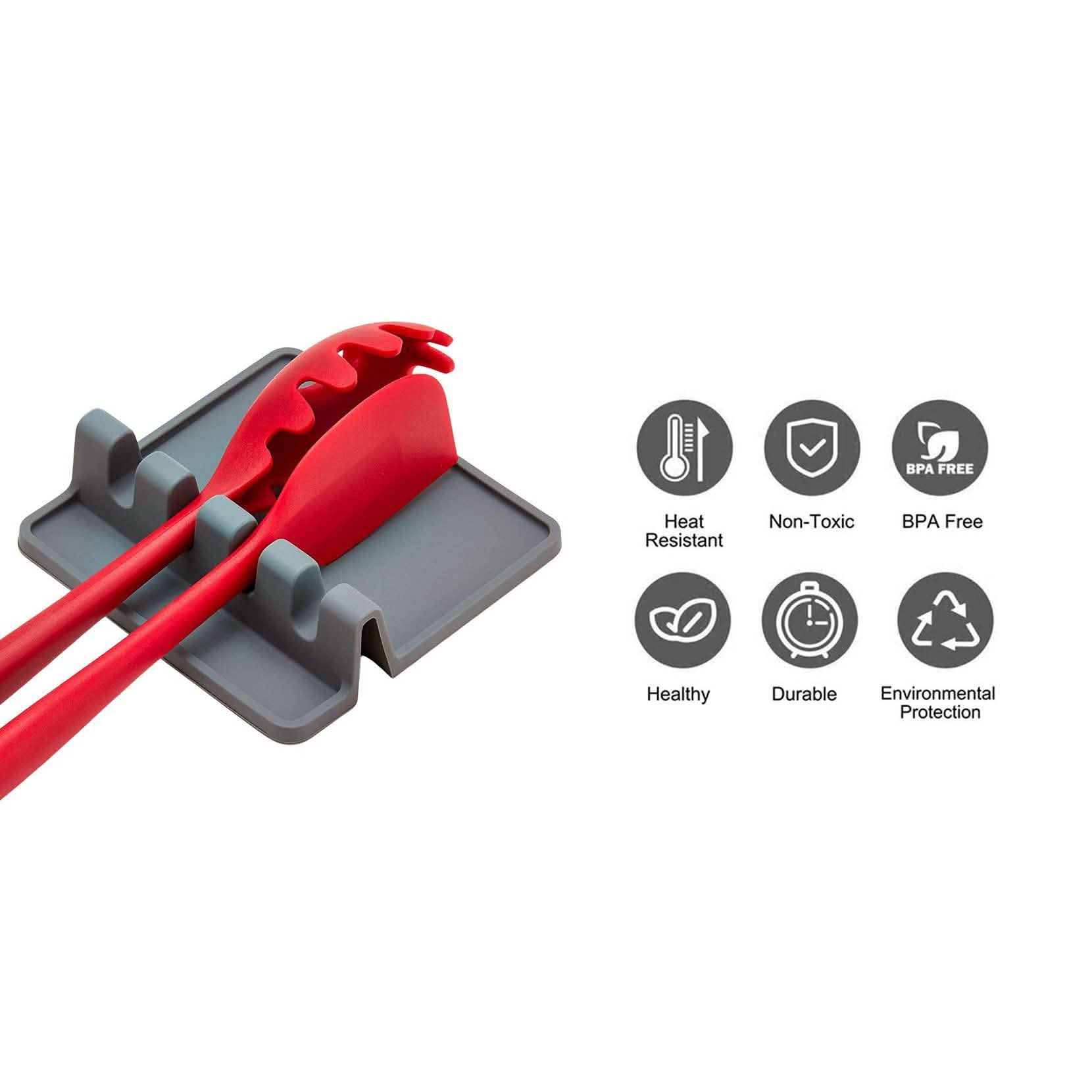 Non-Slip Heat Resistant Silicone Multiple Utensil Rest with Drip Pad by DailySale