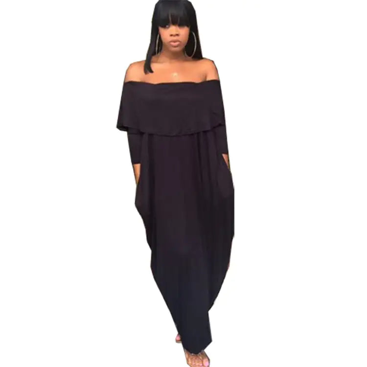 Off-Shoulder Ruffled Long Sleeve Dress for Women