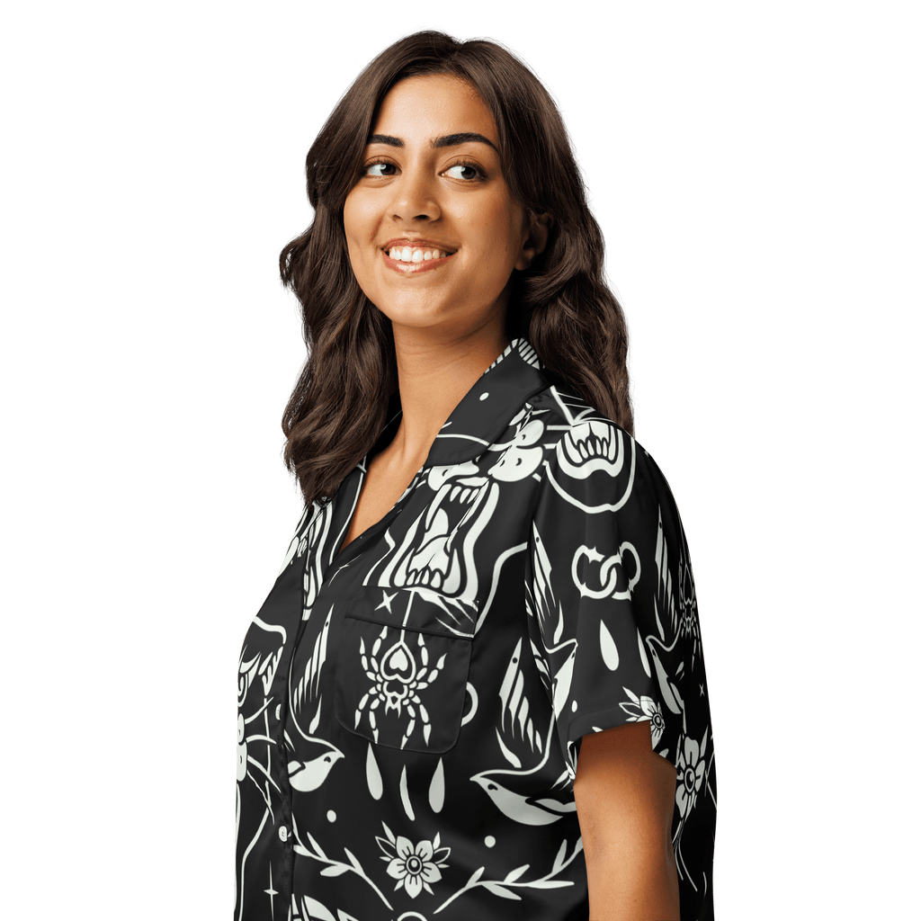Old School Ink Silky Pajama Top by Goth Cloth Co.