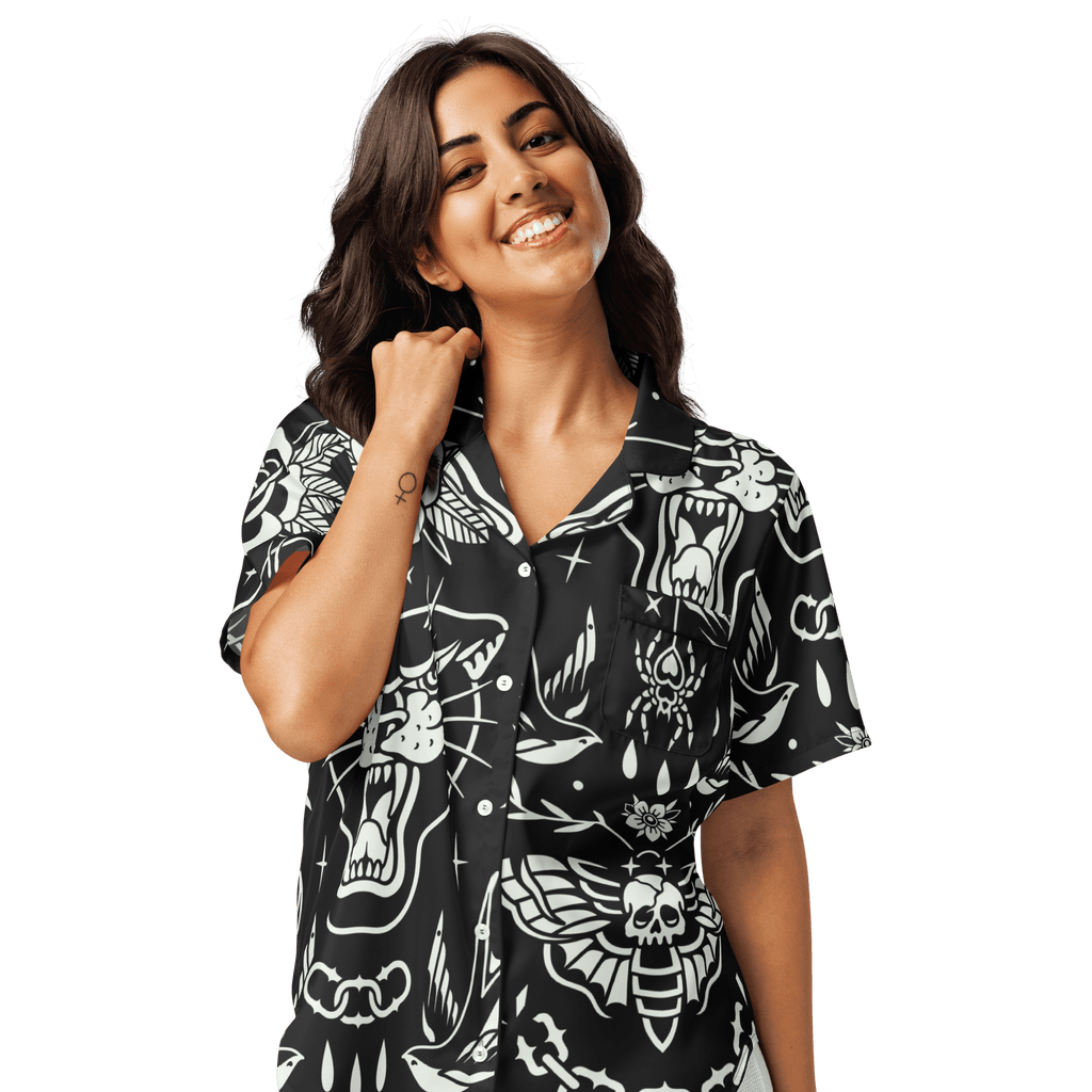 Old School Ink Silky Pajama Top by Goth Cloth Co.