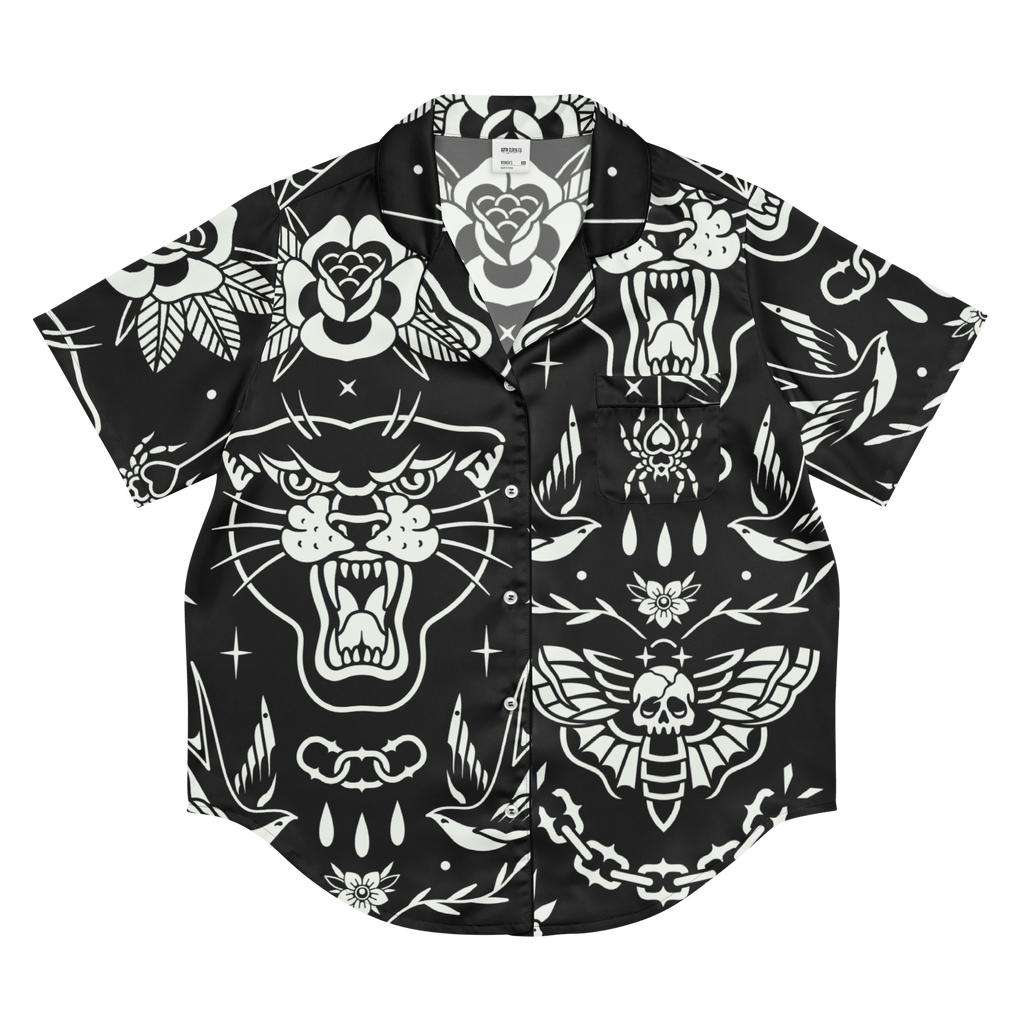 Old School Ink Silky Pajama Top by Goth Cloth Co.
