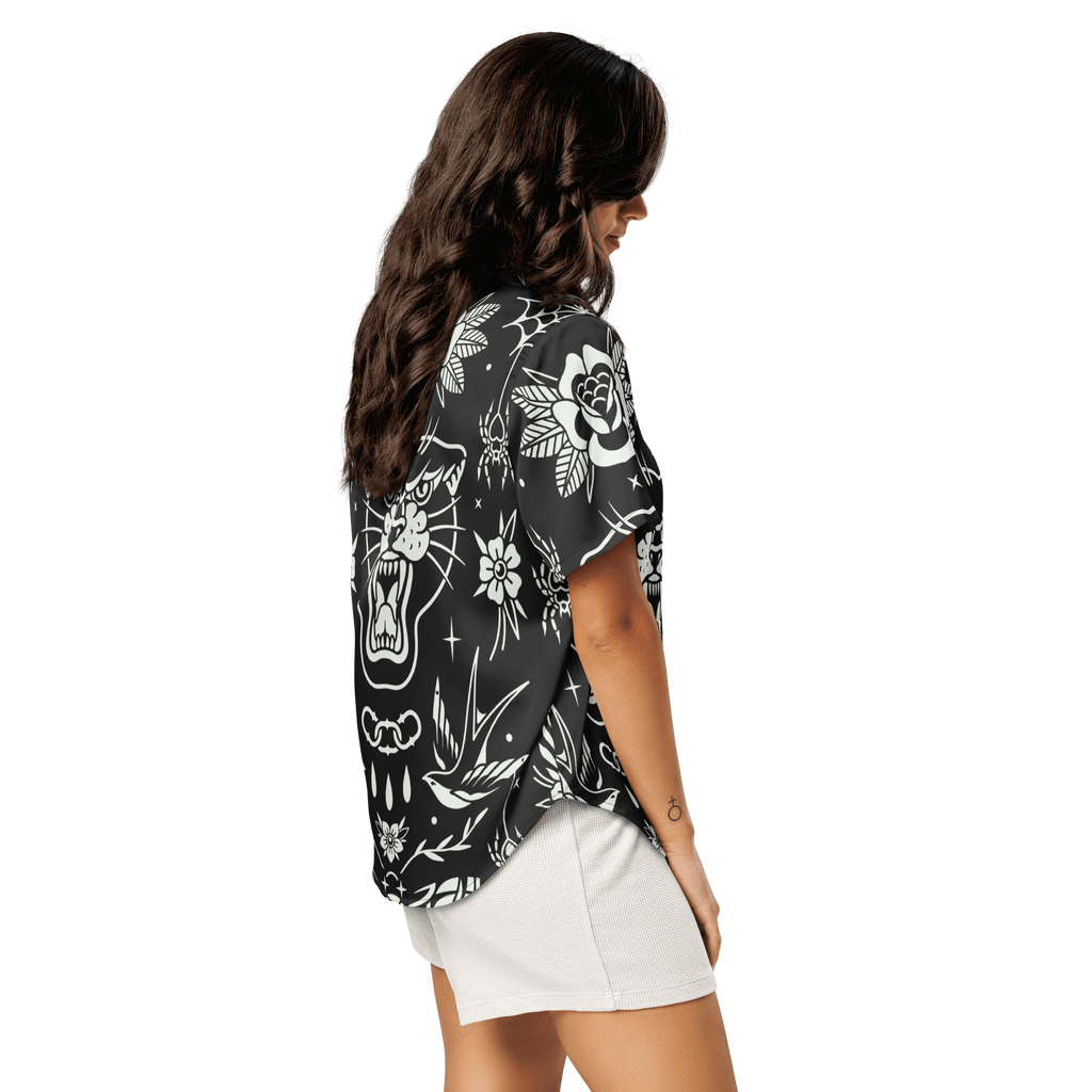 Old School Ink Silky Pajama Top by Goth Cloth Co.