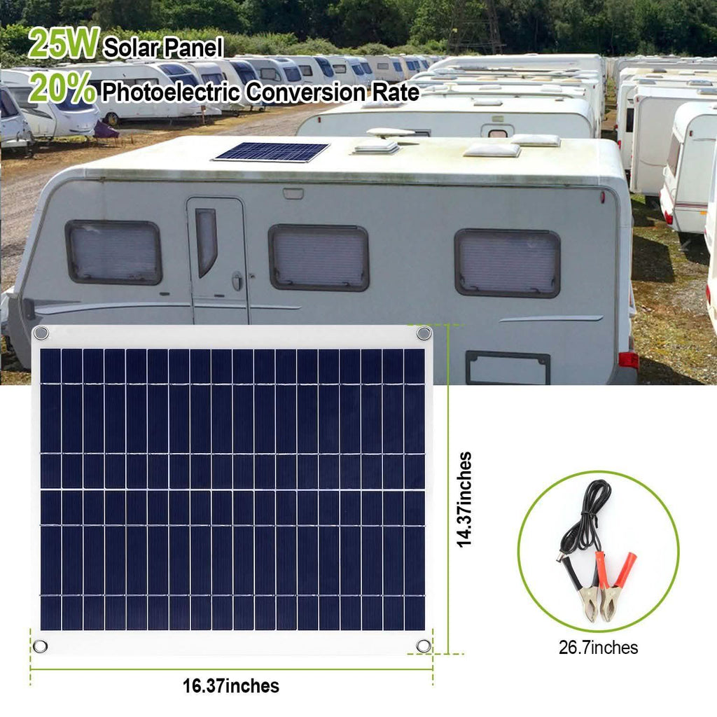 Outdoor Solar Panel 12V 25W Car Battery Charger by DailySale