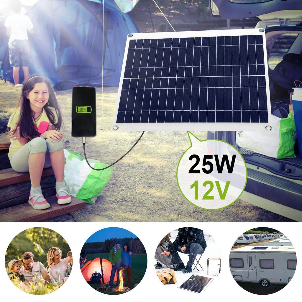 Outdoor Solar Panel 12V 25W Car Battery Charger by DailySale