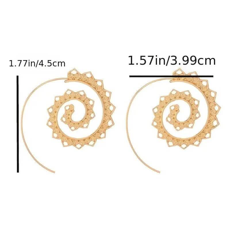 Oval Spiral Exaggerated Swirl Gear Heart Shape Earrings by DailySale