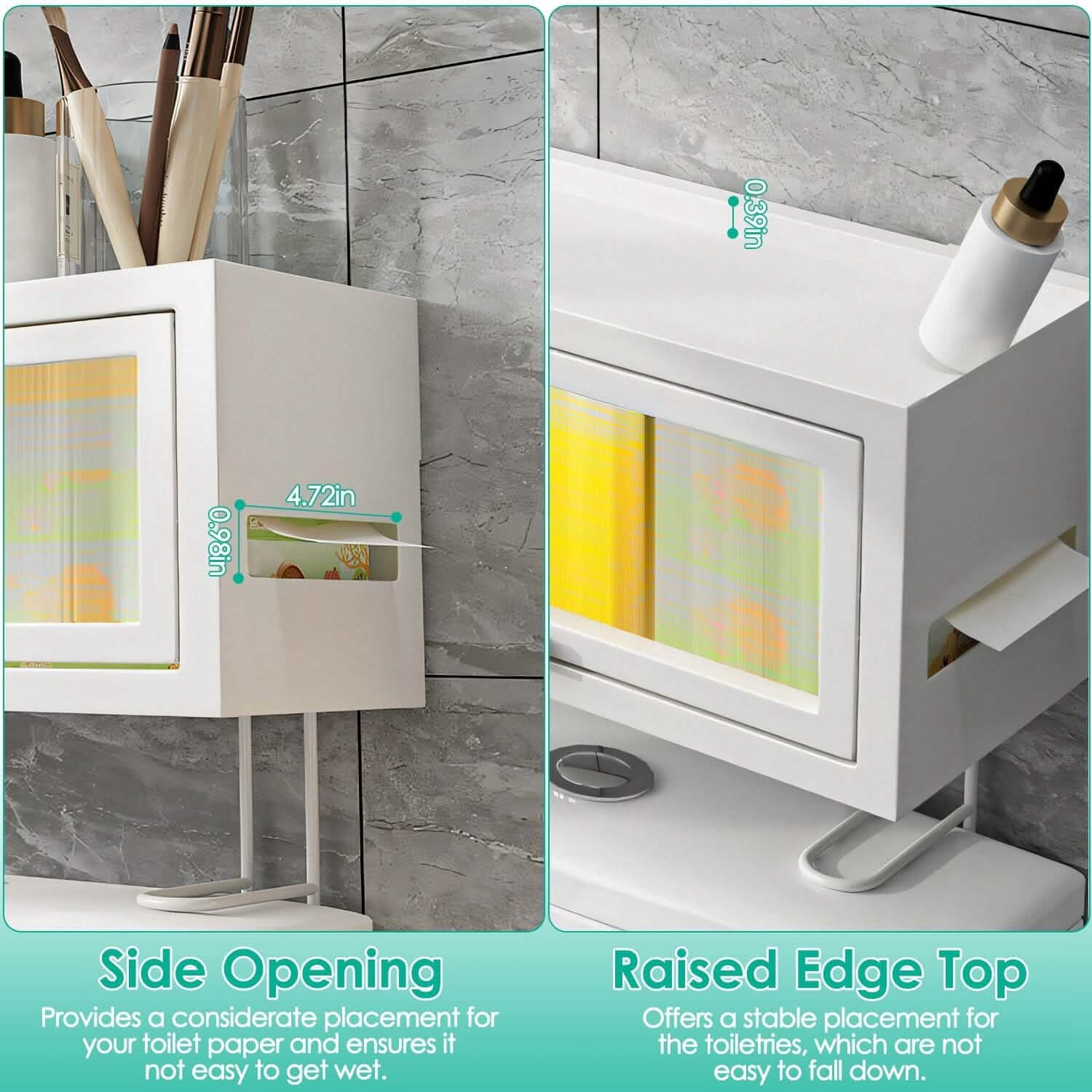 Over the Toilet Storage Cabinet with Dust-Proof Transparent Magnetic Door Side Opening by DailySale