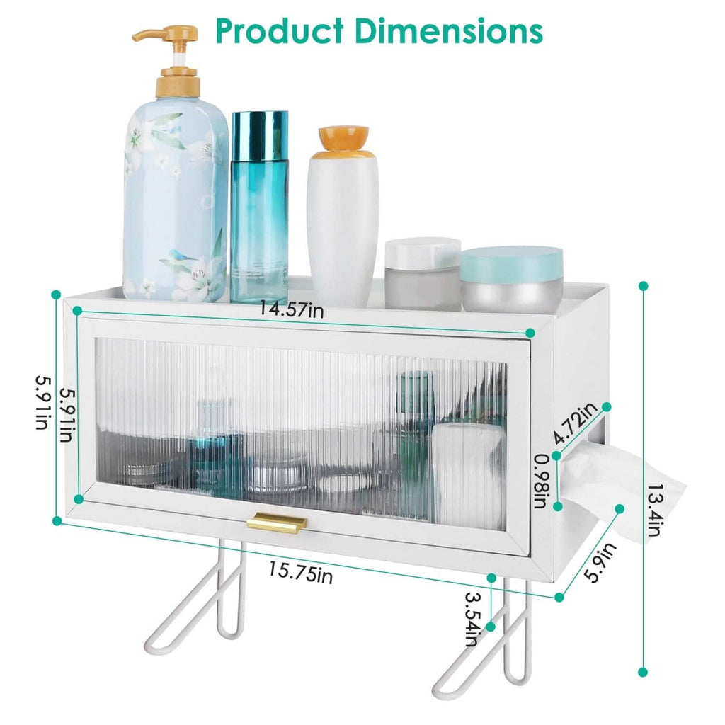 Over the Toilet Storage Cabinet with Dust-Proof Transparent Magnetic Door Side Opening by DailySale