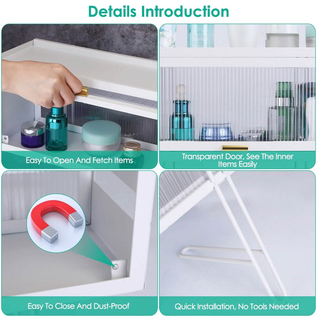 Over the Toilet Storage Cabinet with Dust-Proof Transparent Magnetic Door Side Opening by DailySale