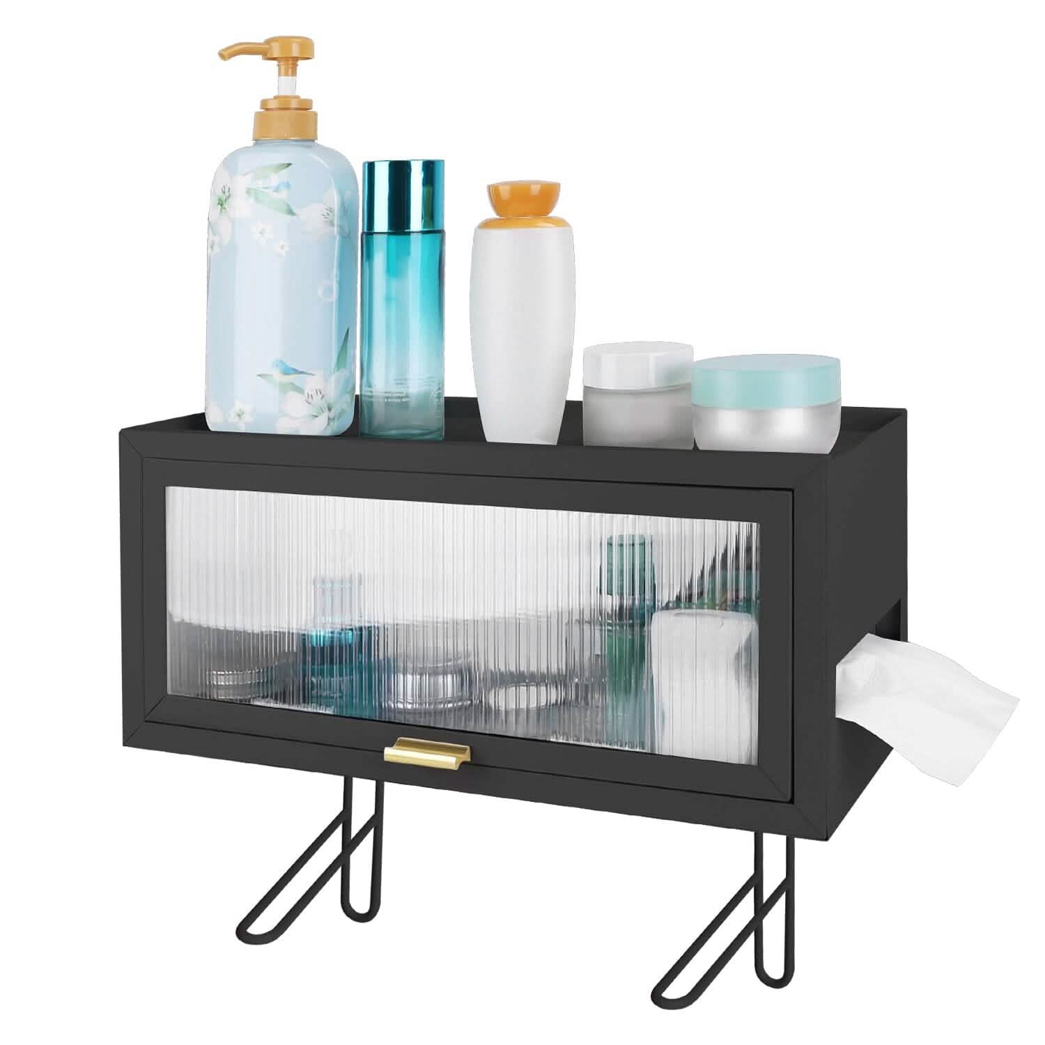 Over the Toilet Storage Cabinet with Dust-Proof Transparent Magnetic Door Side Opening by DailySale