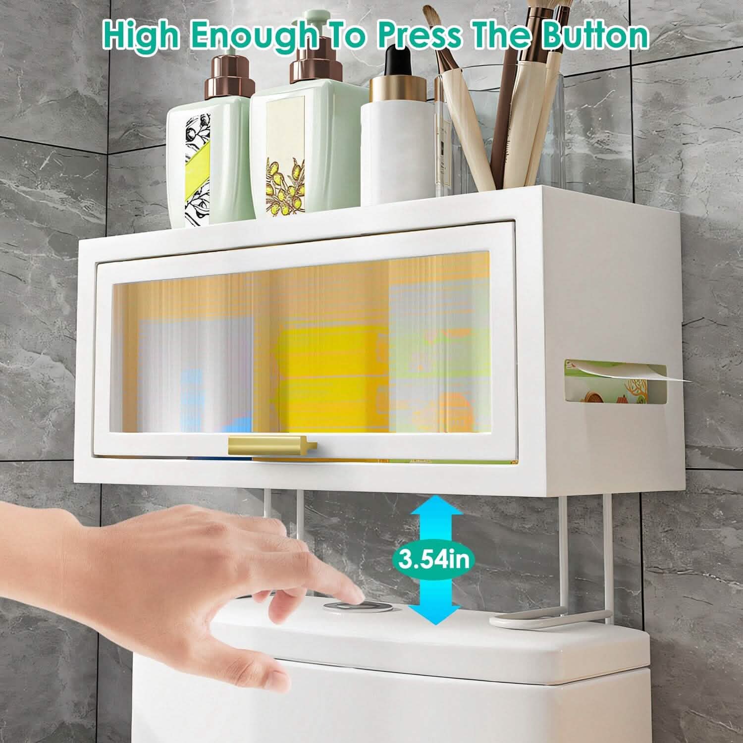Over the Toilet Storage Cabinet with Dust-Proof Transparent Magnetic Door Side Opening by DailySale