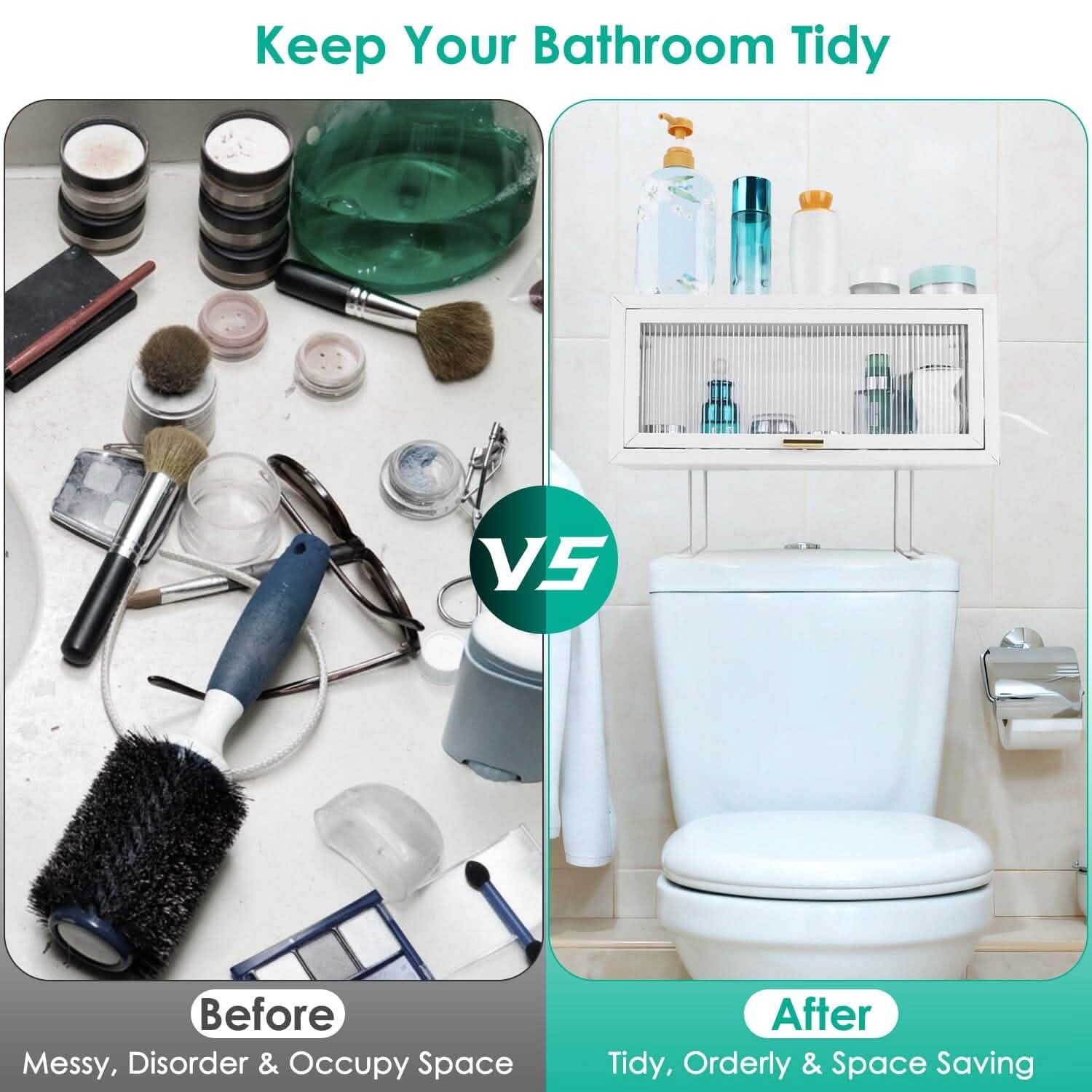 Over the Toilet Storage Cabinet with Dust-Proof Transparent Magnetic Door Side Opening by DailySale