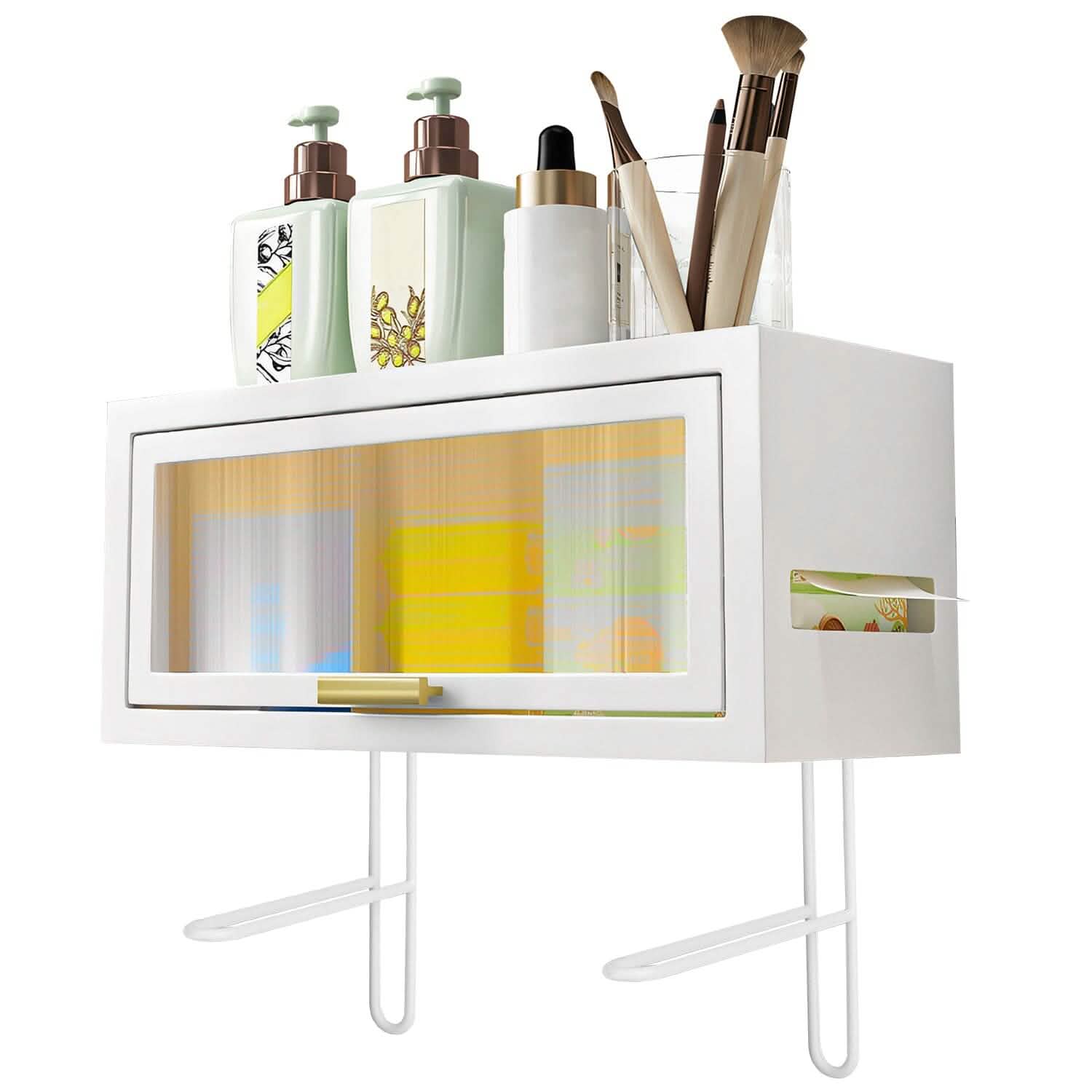 Over the Toilet Storage Cabinet with Dust-Proof Transparent Magnetic Door Side Opening by DailySale