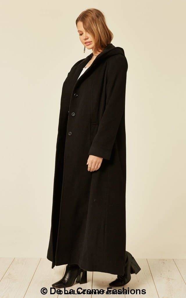 Oversized Wool Blend Hooded Long Coat (1716) - Goddess Imports Marketplace