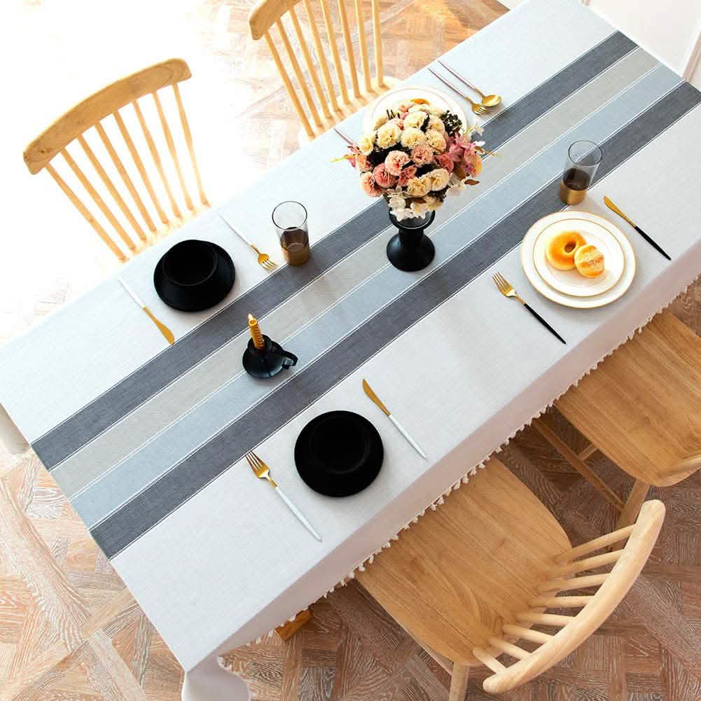 Patchwork Fringed Linen Tablecloth by DailySale