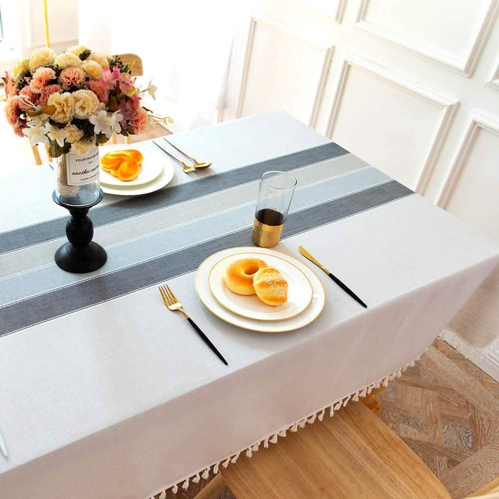Patchwork Fringed Linen Tablecloth by DailySale