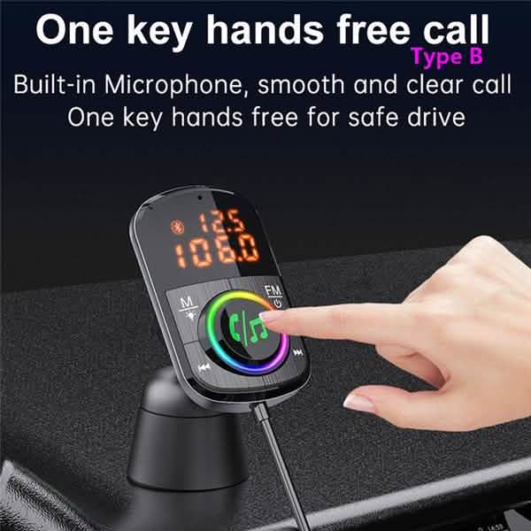 PD18W and QC3.0 Bluetooth 5.0 Car Radio Adapter Dual Fast Charging Port Wireless FM Audio Hands Free Car Kit Receiver by DailySale