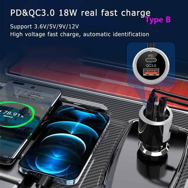 PD18W and QC3.0 Bluetooth 5.0 Car Radio Adapter Dual Fast Charging Port Wireless FM Audio Hands Free Car Kit Receiver by DailySale
