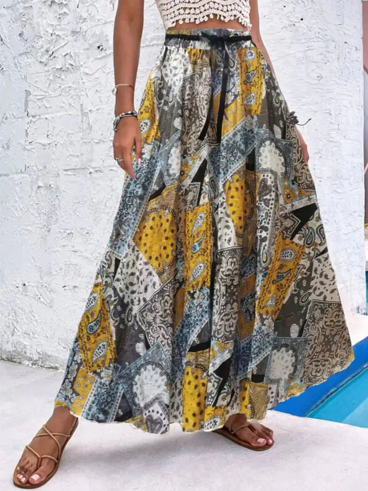 Bohemian Print A-Line Beach Dress for Women