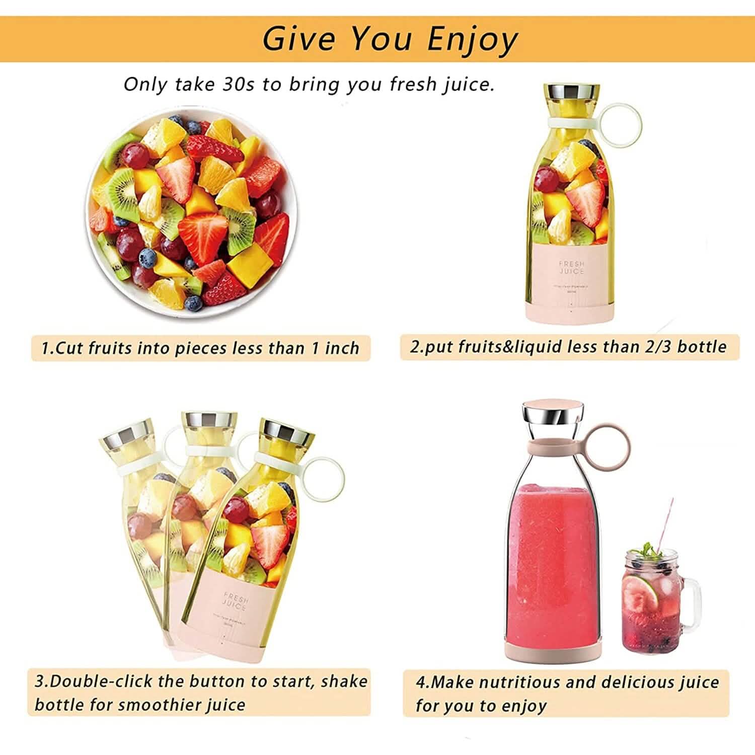 Portable Blender Bottle Electric Juicer by DailySale