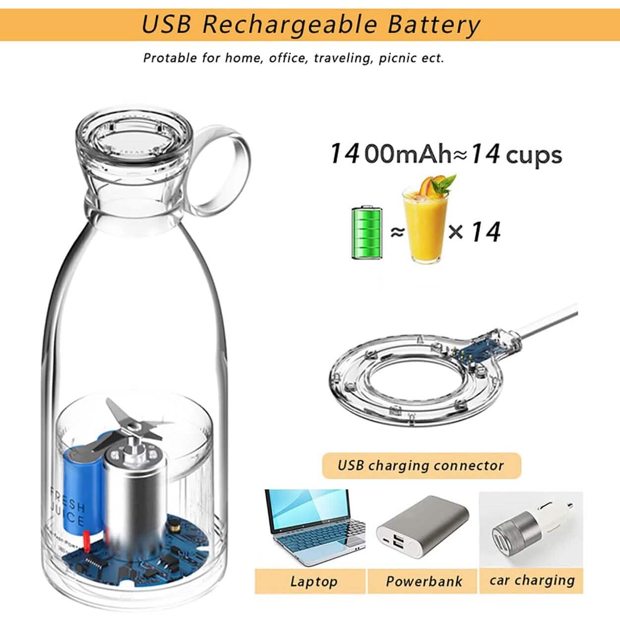 Portable Blender Bottle Electric Juicer by DailySale