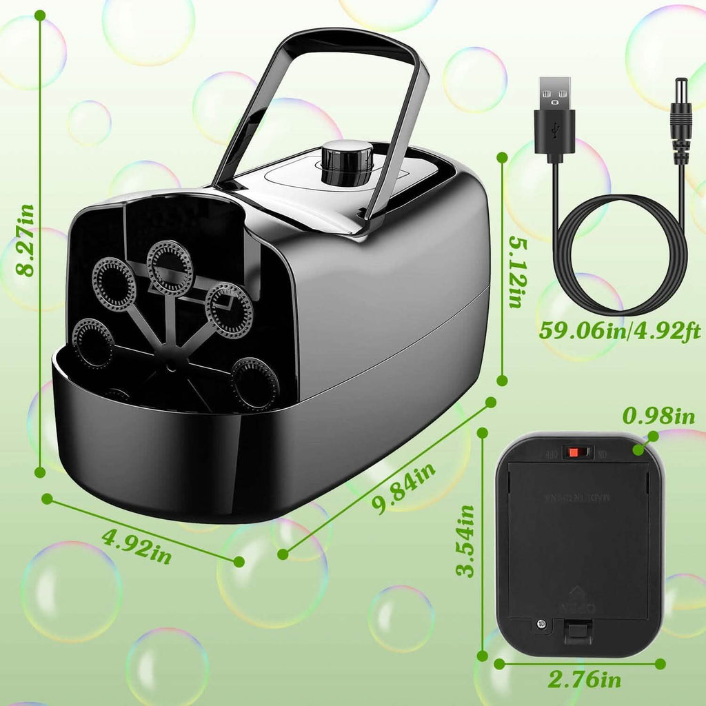 Portable Bubble Blowing Machine with 2 Speeds Handle 3000-4000 Bubbles Per Minute Plug-In Battery Powered by DailySale