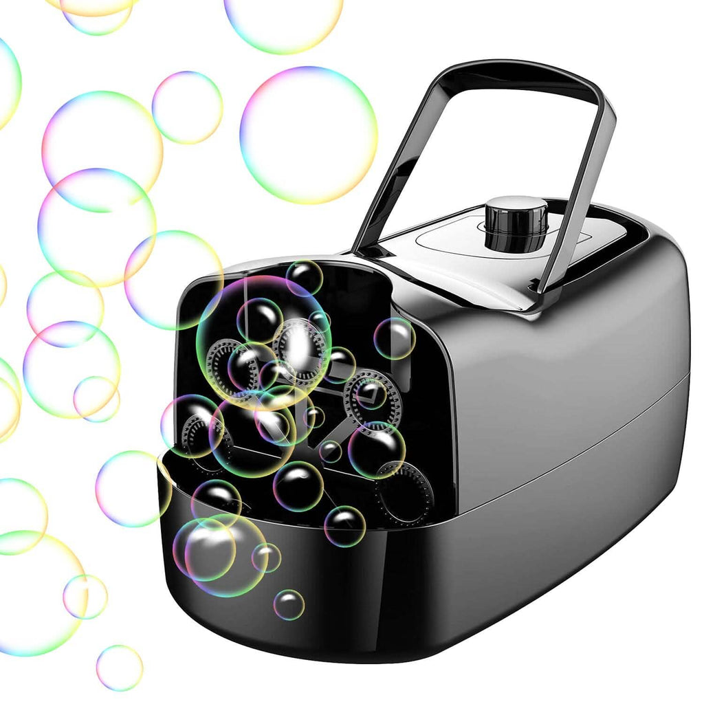 Portable Bubble Blowing Machine with 2 Speeds Handle 3000-4000 Bubbles Per Minute Plug-In Battery Powered by DailySale