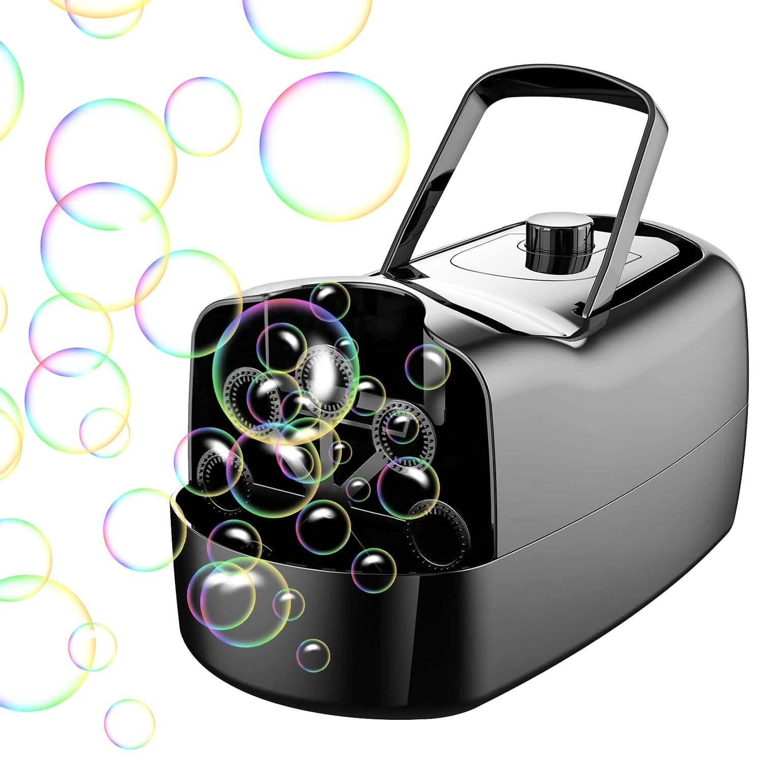 Portable Bubble Blowing Machine with 2 Speeds Handle 3000-4000 Bubbles Per Minute Plug-In Battery Powered by DailySale