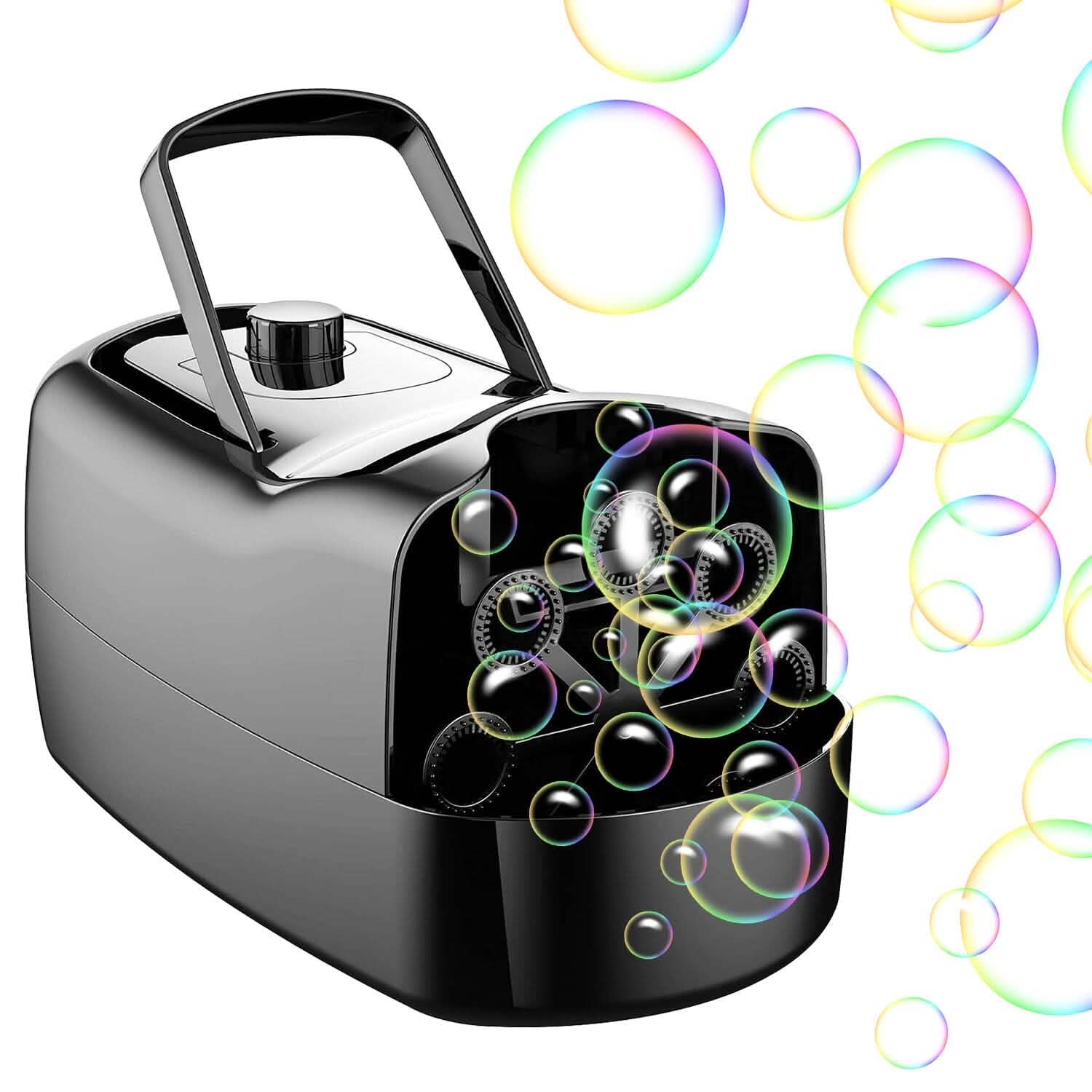 Portable Bubble Blowing Machine with 2 Speeds Handle 3000-4000 Bubbles Per Minute Plug-In Battery Powered by DailySale