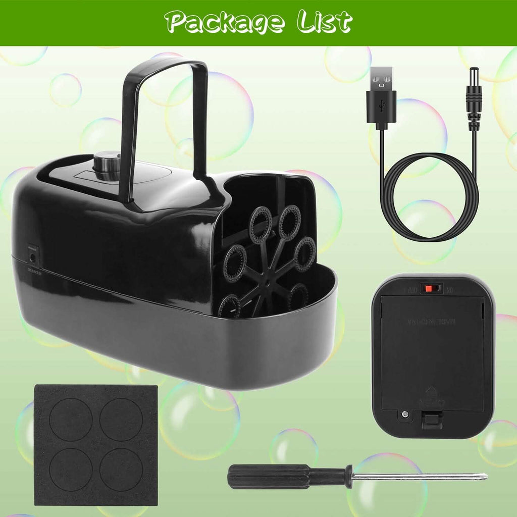 Portable Bubble Blowing Machine with 2 Speeds Handle 3000-4000 Bubbles Per Minute Plug-In Battery Powered by DailySale