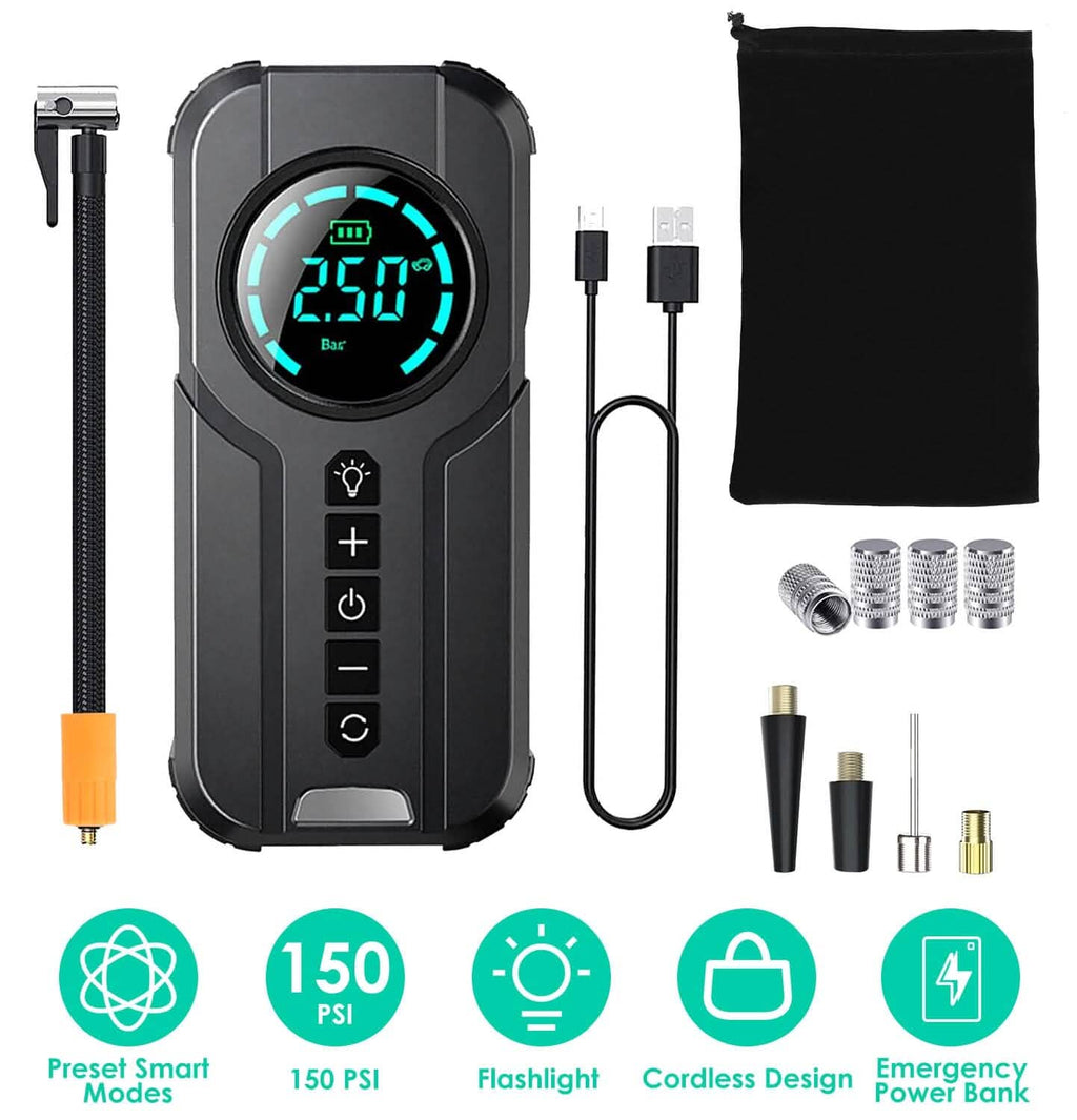 Portable Car Compressor Wireless Electric Air Pump 150 PSI with LED Light by DailySale