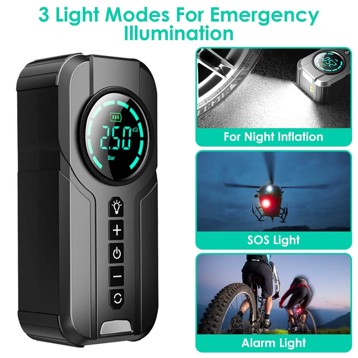 Portable Car Compressor Wireless Electric Air Pump 150 PSI with LED Light by DailySale