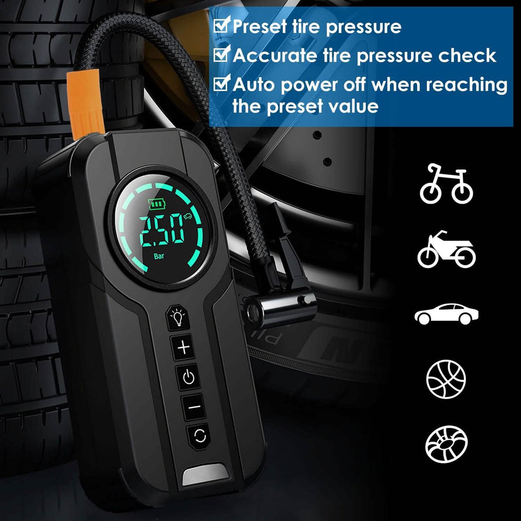 Portable Car Compressor Wireless Electric Air Pump 150 PSI with LED Light by DailySale