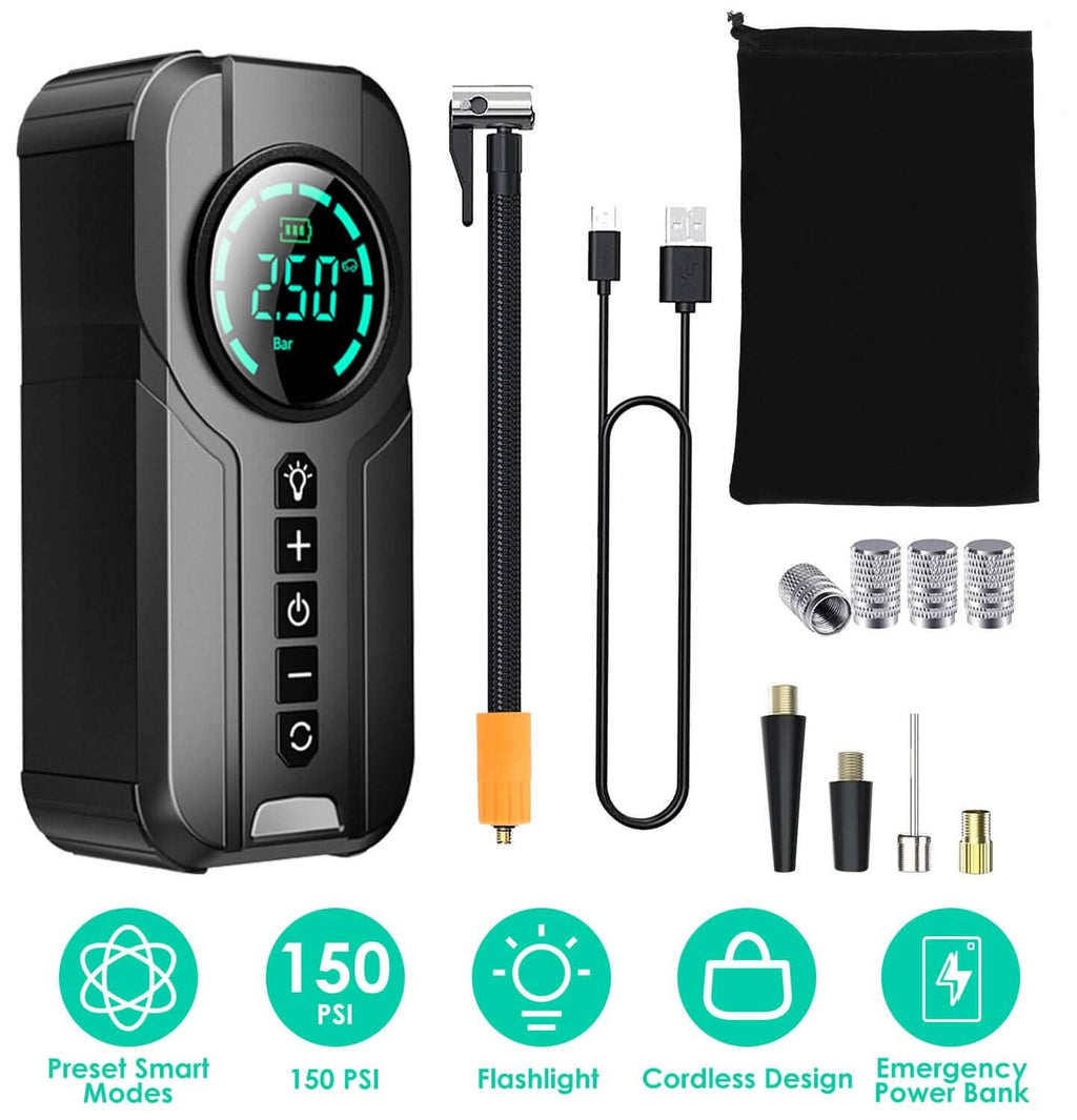 Portable Car Compressor Wireless Electric Air Pump 150 PSI with LED Light by DailySale