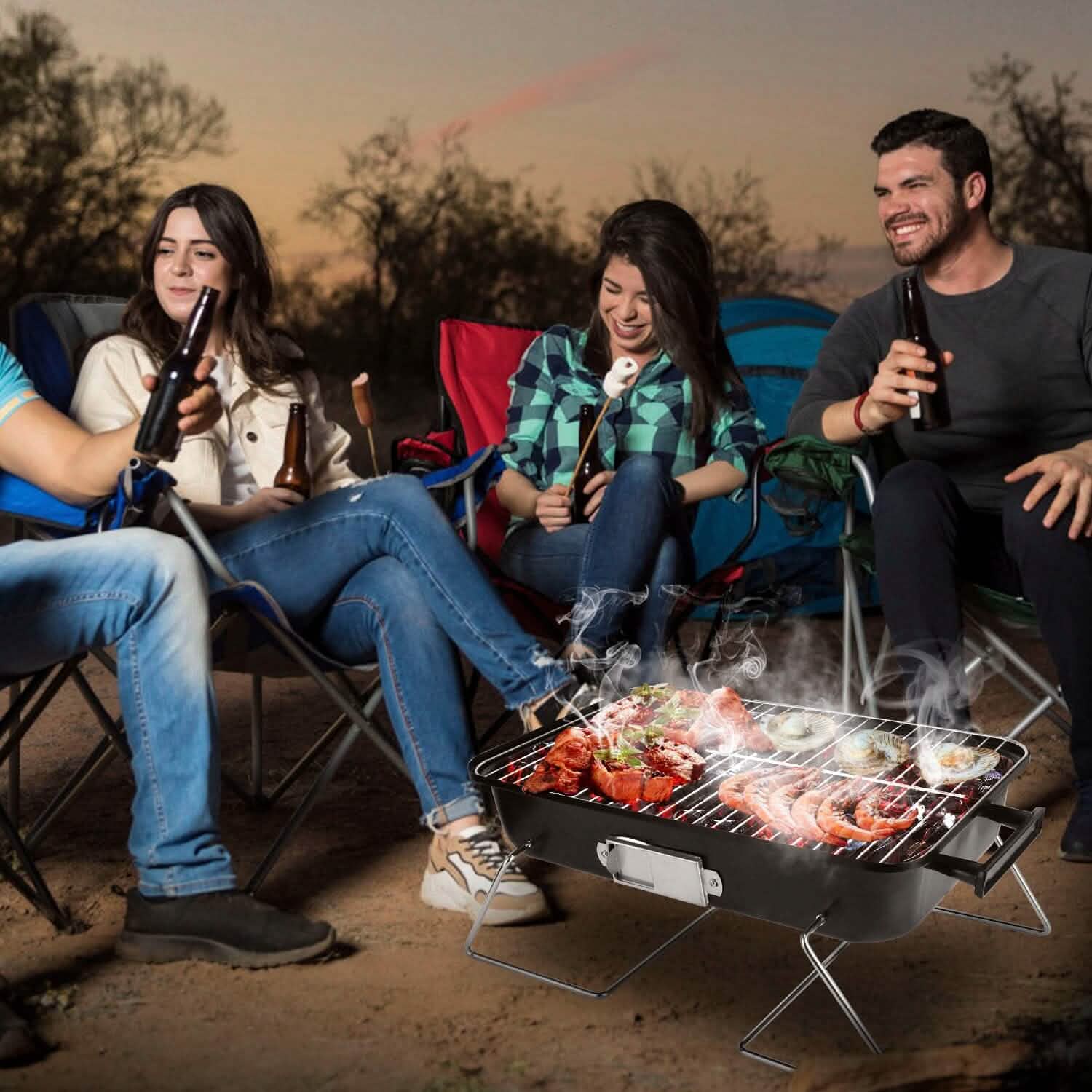 Portable Charcoal Tabletop Grill with Lid by DailySale