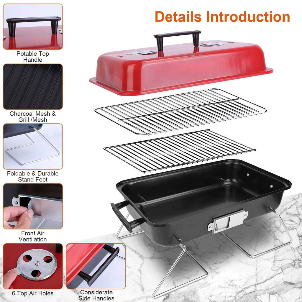 Portable Charcoal Tabletop Grill with Lid by DailySale