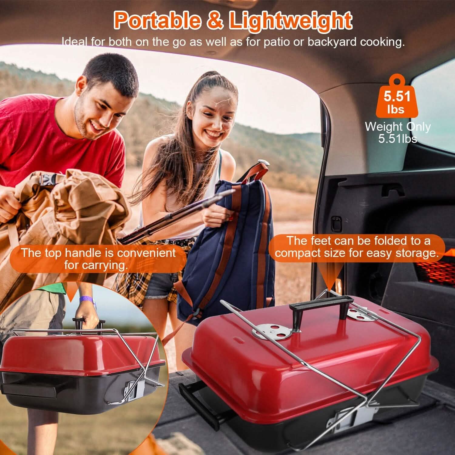 Portable Charcoal Tabletop Grill with Lid by DailySale