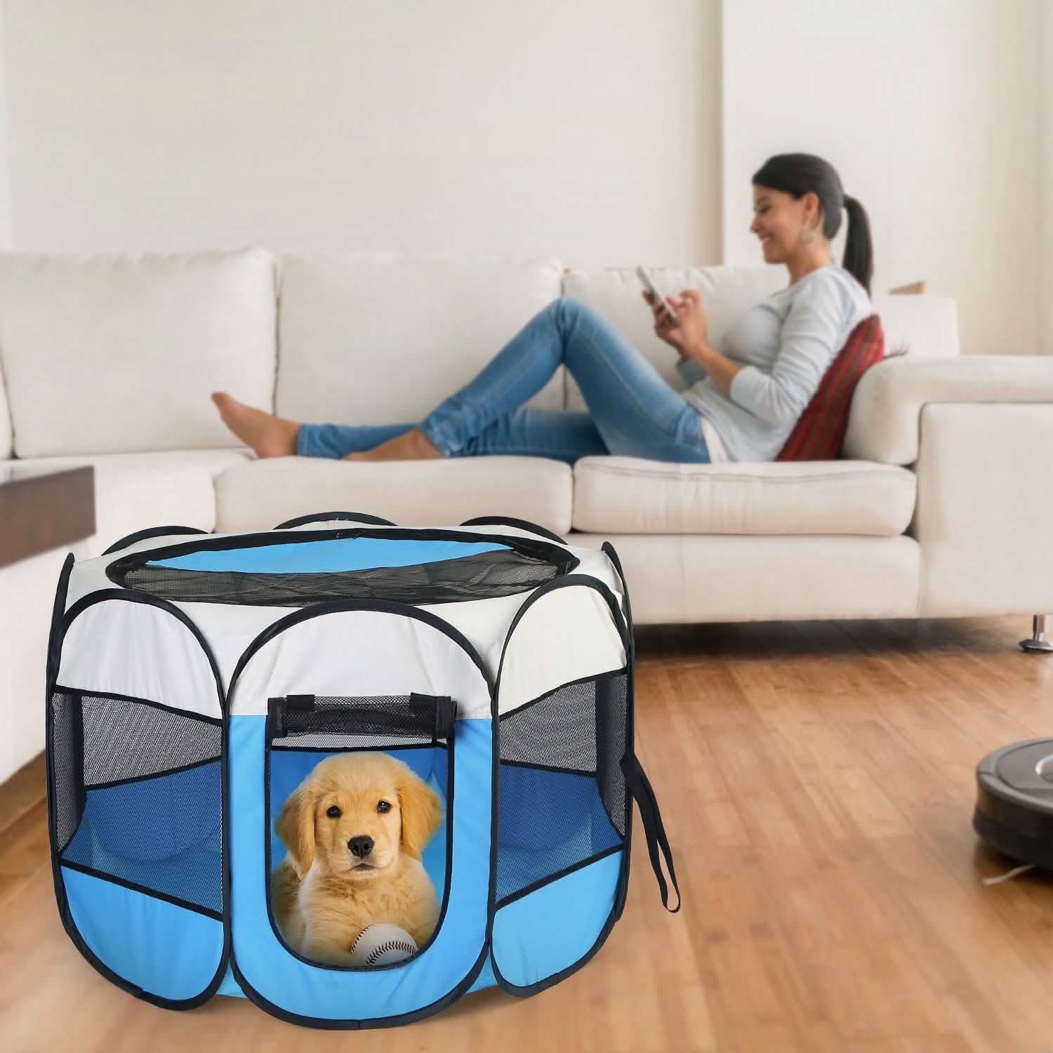 Portable Foldable Pet Playpen For Dogs Cats Other Pets by DailySale